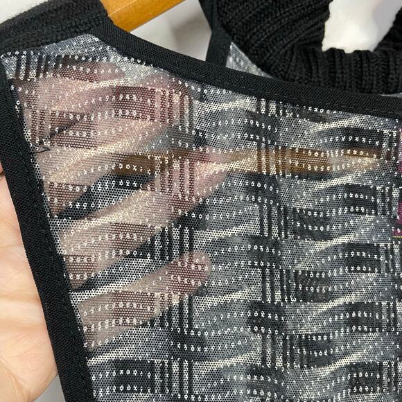 Save the Queen Y2K Mesh Halter Sleeveless Hi Low Chenille Tunic Top Black L - Picture 8 of 15